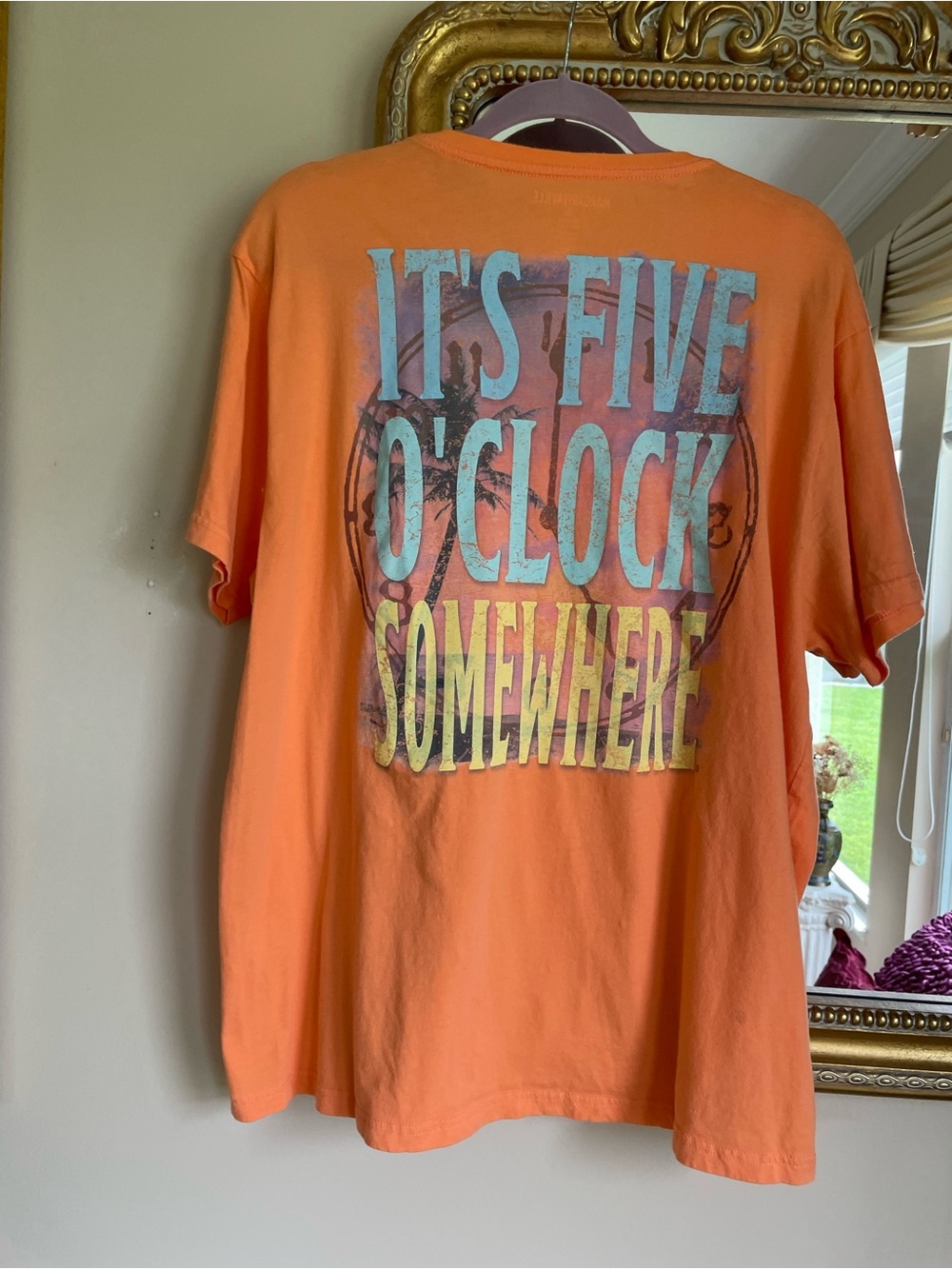 Margaritaville It’s Five O/Clock SomeWear Orange Pocket Cotton Tee. X/L